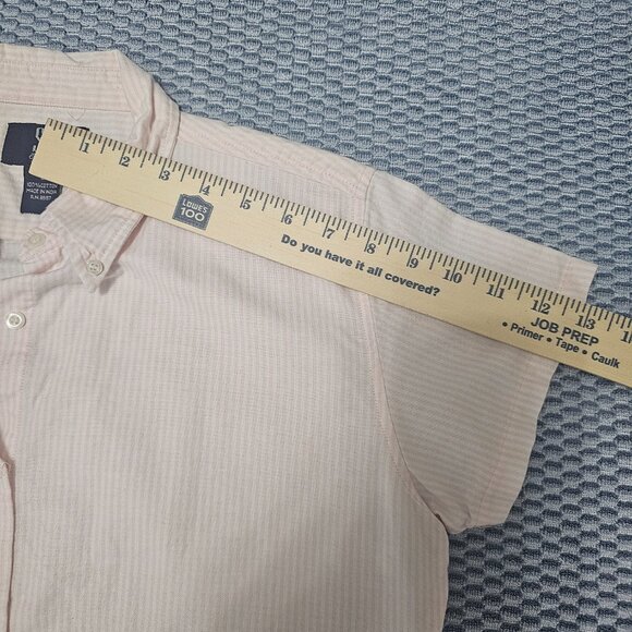 SO Pink and White Seersucker Striped Short Sleeve Button Down Shirt - Size Large - Picture 8 of 9